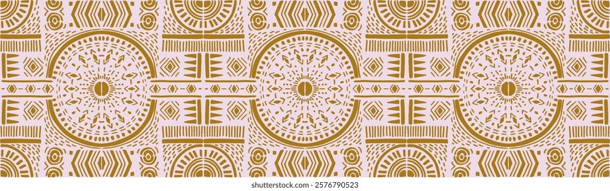 Tribal vector ornament. Seamless African pattern. Ethnic carpet with chevrons. Aztec style. Geometric mosaic on the tile, majolica. Ancient interior. Modern rug. Geo print on textile. Kente Cloth.