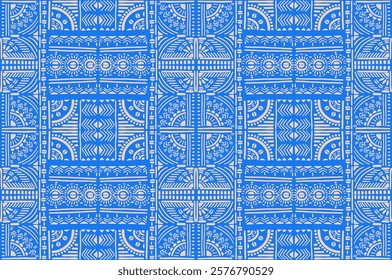 Tribal vector ornament. Seamless African pattern. Ethnic carpet with chevrons. Aztec style. Geometric mosaic on the tile, majolica. Ancient interior. Modern rug. Geo print on textile. Kente Cloth.