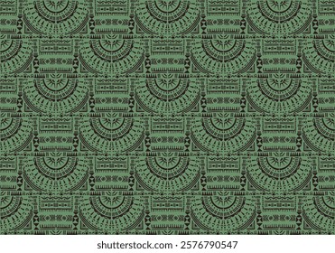 Tribal vector ornament. Seamless African pattern. Ethnic carpet with circle, wave. Aztec style. Geometric mosaic on the tile, majolica. Ancient interior. Modern rug. Geo print on textile. Kente Cloth.