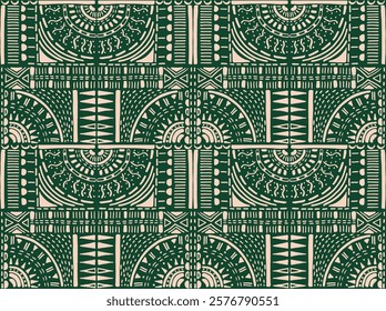 Tribal vector ornament. Seamless African pattern. Ethnic carpet with circle, wave. Aztec style. Geometric mosaic on the tile, majolica. Ancient interior. Modern rug. Geo print on textile. Kente Cloth.