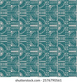 Tribal vector ornament. Seamless African pattern. Ethnic carpet with circle, wave. Aztec style. Geometric mosaic on the tile, majolica. Ancient interior. Modern rug. Geo print on textile. Kente Cloth.