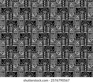 Tribal vector ornament. Seamless African pattern. Ethnic carpet with chevrons. Aztec style. Geometric mosaic on the tile, majolica. Ancient interior. Modern rug. Geo print on textile. Kente Cloth.