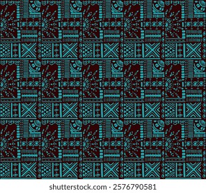 Tribal vector ornament. Seamless African pattern. Ethnic carpet with chevrons. Aztec style. Geometric mosaic on the tile, majolica. Ancient interior. Modern rug. Geo print on textile. Kente Cloth.