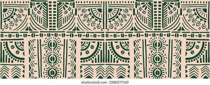 Tribal vector ornament. Seamless African pattern. Ethnic carpet with chevrons. Aztec style. Geometric mosaic on the tile, majolica. Ancient interior. Modern rug. Geo print on textile. Kente Cloth.