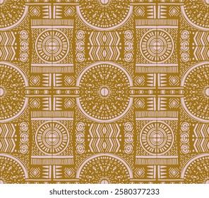 Tribal vector ornament. Seamless African pattern. Ethnic carpet with chevrons. Aztec style. Geometric mosaic on the tile, majolica. Ancient interior. Modern rug. Geo print on textile. Kente Cloth.