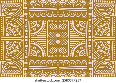 Tribal vector ornament. Seamless African pattern. Ethnic carpet with chevrons. Aztec style. Geometric mosaic on the tile, majolica. Ancient interior. Modern rug. Geo print on textile. Kente Cloth.