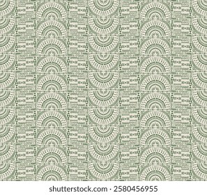 Tribal vector ornament. Seamless African pattern. Ethnic carpet with circle, wave. Aztec style. Geometric mosaic on the tile, majolica. Ancient interior. Modern rug. Geo print on textile. Kente Cloth.