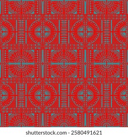 Tribal vector ornament. Seamless African pattern. Ethnic carpet with chevrons. Aztec style. Geometric mosaic on the tile, majolica. Ancient interior. Modern rug. Geo print on textile. Kente Cloth.