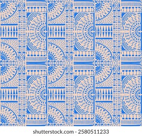 Tribal vector ornament. Seamless African pattern. Ethnic carpet with chevrons. Aztec style. Geometric mosaic on the tile, majolica. Ancient interior. Modern rug. Geo print on textile. Kente Cloth.