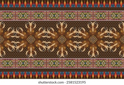 Tribal vector ornament. Seamless African pattern. Ethnic carpet with chevrons. Aztec style. 