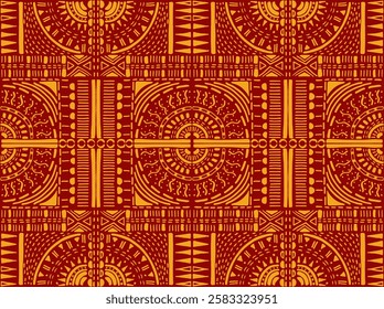 Tribal vector ornament. Seamless African pattern. Ethnic carpet with chevrons. Aztec style. Geometric mosaic on the tile, majolica. Ancient interior. Modern rug. Geo print on textile. Kente Cloth.