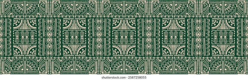 Tribal vector ornament. Seamless African pattern. Ethnic carpet with chevrons. Aztec style. Geometric mosaic on the tile, majolica. Ancient interior. Modern rug. Geo print on textile. Kente Cloth.