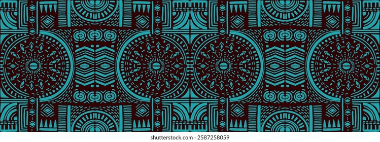 Tribal vector ornament. Seamless African pattern. Ethnic carpet with chevrons. Aztec style. Geometric mosaic on the tile, majolica. Ancient interior. Modern rug. Geo print on textile. Kente Cloth.