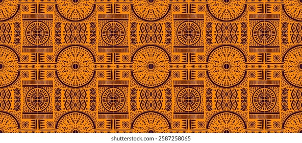 Tribal vector ornament. Seamless African pattern. Ethnic carpet with chevrons. Aztec style. Geometric mosaic on the tile, majolica. Ancient interior. Modern rug. Geo print on textile. Kente Cloth.