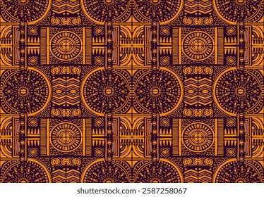 Tribal vector ornament. Seamless African pattern. Ethnic carpet with chevrons. Aztec style. Geometric mosaic on the tile, majolica. Ancient interior. Modern rug. Geo print on textile. Kente Cloth.