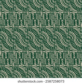 Tribal vector ornament. Seamless African pattern. Ethnic carpet with circle, wave. Aztec style. Geometric mosaic on the tile, majolica. Ancient interior. Modern rug. Geo print on textile. Kente Cloth.