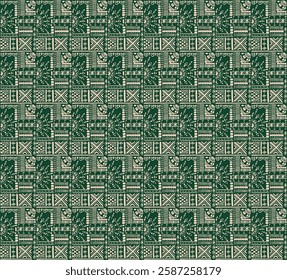 Tribal vector ornament. Seamless African pattern. Ethnic carpet with chevrons. Aztec style. Geometric mosaic on the tile, majolica. Ancient interior. Modern rug. Geo print on textile. Kente Cloth.