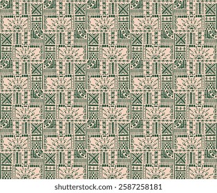 Tribal vector ornament. Seamless African pattern. Ethnic carpet with chevrons. Aztec style. Geometric mosaic on the tile, majolica. Ancient interior. Modern rug. Geo print on textile. Kente Cloth.