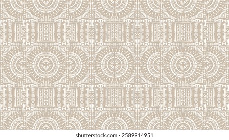 Tribal vector ornament. Seamless African pattern. Ethnic carpet with circle, wave. Aztec style. Geometric mosaic on the tile, majolica. Ancient interior. Modern rug. Geo print on textile. Kente Cloth.