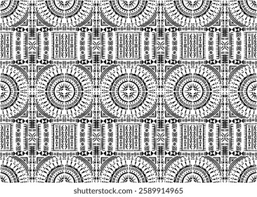Tribal vector ornament. Seamless African pattern. Ethnic carpet with circle, wave. Aztec style. Geometric mosaic on the tile, majolica. Ancient interior. Modern rug. Geo print on textile. Kente Cloth.