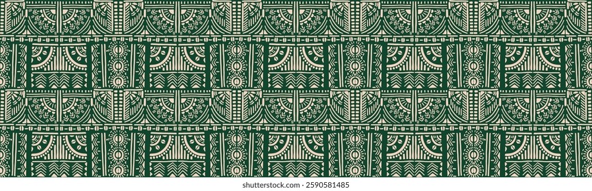 Tribal vector ornament. Seamless African pattern. Ethnic carpet with chevrons. Aztec style. Geometric mosaic on the tile, majolica. Ancient interior. Modern rug. Geo print on textile. Kente Cloth.