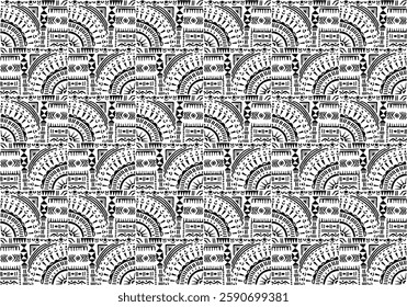 Tribal vector ornament. Seamless African pattern. Ethnic carpet with circle, wave. Aztec style. Geometric mosaic on the tile, majolica. Ancient interior. Modern rug. Geo print on textile. Kente Cloth.