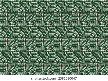 Tribal vector ornament. Seamless African pattern. Ethnic carpet with circle, wave. Aztec style. Geometric mosaic on the tile, majolica. Ancient interior. Modern rug. Geo print on textile. Kente Cloth.