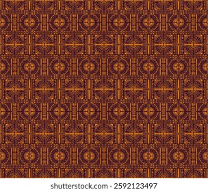 Tribal vector ornament. Seamless African pattern. Ethnic carpet with chevrons. Aztec style. Geometric mosaic on the tile, majolica. Ancient interior. Modern rug. Geo print on textile. Kente Cloth.