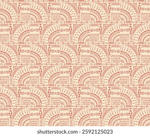 Tribal vector ornament. Seamless African pattern. Ethnic carpet with circle, wave. Aztec style. Geometric mosaic on the tile, majolica. Ancient interior. Modern rug. Geo print on textile. Kente Cloth.