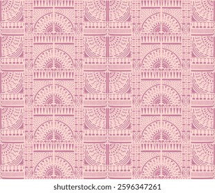 Tribal vector ornament. Seamless African pattern. Ethnic carpet with chevrons. Aztec style. Geometric mosaic on the tile, majolica. Ancient interior. Modern rug. Geo print on textile. Kente Cloth.