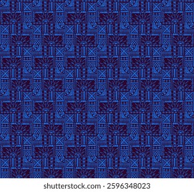 Tribal vector ornament. Seamless African pattern. Ethnic carpet with chevrons. Aztec style. Geometric mosaic on the tile, majolica. Ancient interior. Modern rug. Geo print on textile. Kente Cloth.