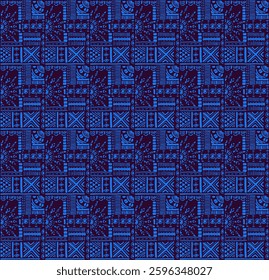 Tribal vector ornament. Seamless African pattern. Ethnic carpet with chevrons. Aztec style. Geometric mosaic on the tile, majolica. Ancient interior. Modern rug. Geo print on textile. Kente Cloth.
