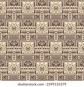 Tribal vector ornament. Seamless African pattern. Ethnic carpet with chevrons. Aztec style. Geometric mosaic on the tile, majolica. Ancient interior. Modern rug. Geo print on textile. Kente Cloth.