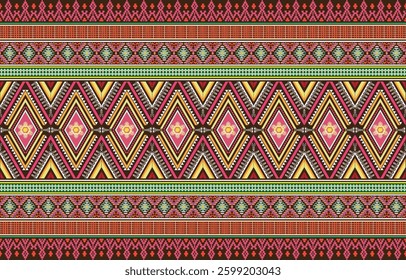 Tribal vector ornament. Seamless African pattern. Ethnic carpet with chevrons. Aztec style. Geometric mosaic on the tile, majolica. Ancient interior. Modern rug. Geo print on textile. Kente Cloth.