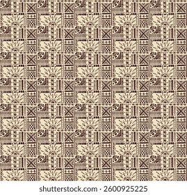Tribal vector ornament. Seamless African pattern. Ethnic carpet with chevrons. Aztec style. Geometric mosaic on the tile, majolica. Ancient interior. Modern rug. Geo print on textile. Kente Cloth.