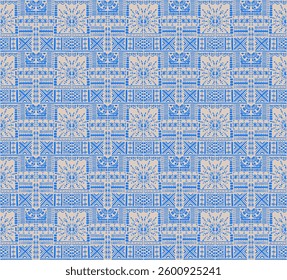 Tribal vector ornament. Seamless African pattern. Ethnic carpet with chevrons. Aztec style. Geometric mosaic on the tile, majolica. Ancient interior. Modern rug. Geo print on textile. Kente Cloth.