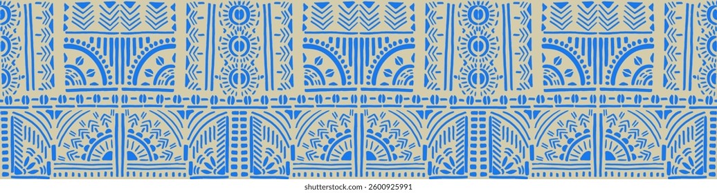 Tribal vector ornament. Seamless African pattern. Ethnic carpet with chevrons. Aztec style. Geometric mosaic on the tile, majolica. Ancient interior. Modern rug. Geo print on textile. Kente Cloth.