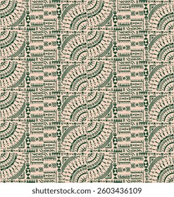 Tribal vector ornament. Seamless African pattern. Ethnic carpet with circle, wave. Aztec style. Geometric mosaic on the tile, majolica. Ancient interior. Modern rug. Geo print on textile. Kente Cloth.