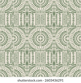 Tribal vector ornament. Seamless African pattern. Ethnic carpet with circle, wave. Aztec style. Geometric mosaic on the tile, majolica. Ancient interior. Modern rug. Geo print on textile. Kente Cloth.