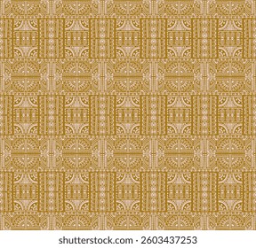 Tribal vector ornament. Seamless African pattern. Ethnic carpet with chevrons. Aztec style. Geometric mosaic on the tile, majolica. Ancient interior. Modern rug. Geo print on textile. Kente Cloth.