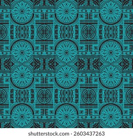 Tribal vector ornament. Seamless African pattern. Ethnic carpet with chevrons. Aztec style. Geometric mosaic on the tile, majolica. Ancient interior. Modern rug. Geo print on textile. Kente Cloth.