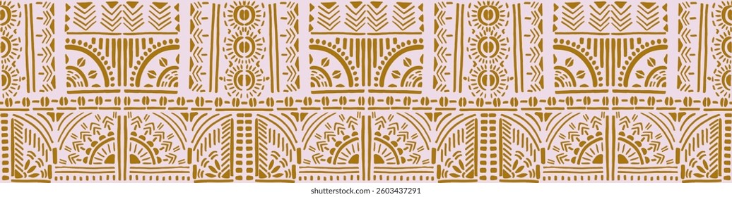 Tribal vector ornament. Seamless African pattern. Ethnic carpet with chevrons. Aztec style. Geometric mosaic on the tile, majolica. Ancient interior. Modern rug. Geo print on textile. Kente Cloth.
