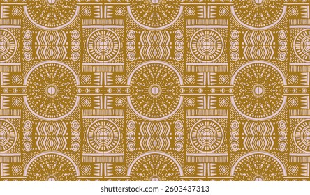 Tribal vector ornament. Seamless African pattern. Ethnic carpet with chevrons. Aztec style. Geometric mosaic on the tile, majolica. Ancient interior. Modern rug. Geo print on textile. Kente Cloth.