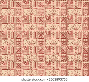 Tribal vector ornament. Seamless African pattern. Ethnic carpet with chevrons. Aztec style. Geometric mosaic on the tile, majolica. Ancient interior. Modern rug. Geo print on textile. Kente Cloth.