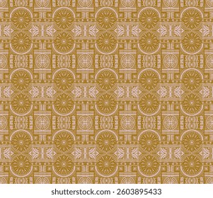 Tribal vector ornament. Seamless African pattern. Ethnic carpet with chevrons. Aztec style. Geometric mosaic on the tile, majolica. Ancient interior. Modern rug. Geo print on textile. Kente Cloth.