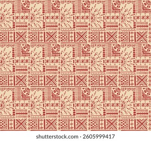 Tribal vector ornament. Seamless African pattern. Ethnic carpet with chevrons. Aztec style. Geometric mosaic on the tile, majolica. Ancient interior. Modern rug. Geo print on textile. Kente Cloth.
