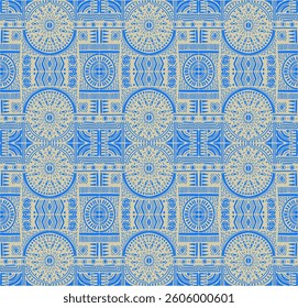 Tribal vector ornament. Seamless African pattern. Ethnic carpet with chevrons. Aztec style. Geometric mosaic on the tile, majolica. Ancient interior. Modern rug. Geo print on textile. Kente Cloth.