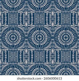 Tribal vector ornament. Seamless African pattern. Ethnic carpet with chevrons. Aztec style. Geometric mosaic on the tile, majolica. Ancient interior. Modern rug. Geo print on textile. Kente Cloth.