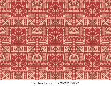 Tribal vector ornament. Seamless African pattern. Ethnic carpet with chevrons. Aztec style. Geometric mosaic on the tile, majolica. Ancient interior. Modern rug. Geo print on textile. Kente Cloth.