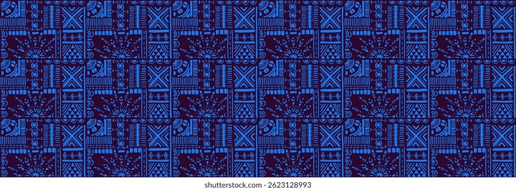 Tribal vector ornament. Seamless African pattern. Ethnic carpet with chevrons. Aztec style. Geometric mosaic on the tile, majolica. Ancient interior. Modern rug. Geo print on textile. Kente Cloth.